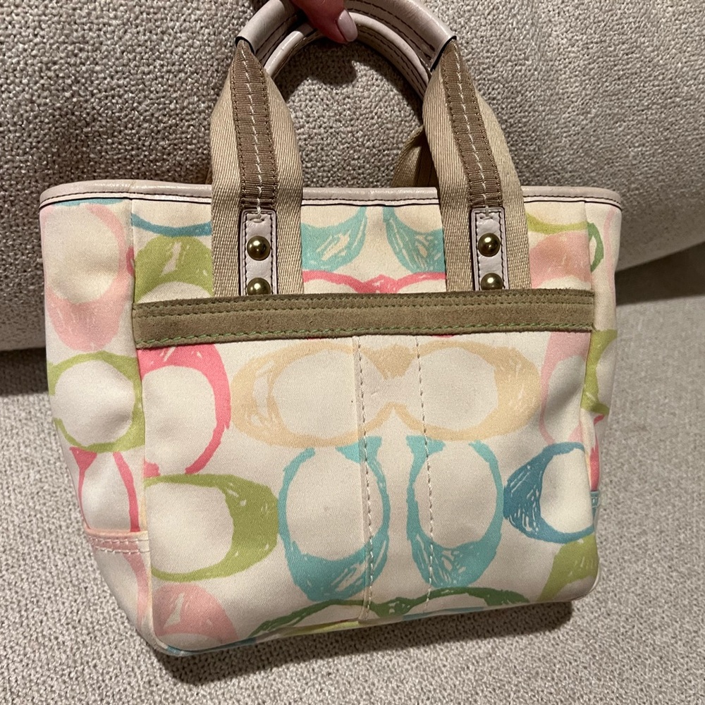 Vintage Coach pastel medium tote